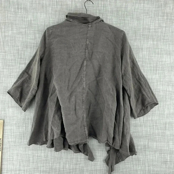 B.Loose Linen open front Top Womens 1X brown 4099 - Picture 6 of 8